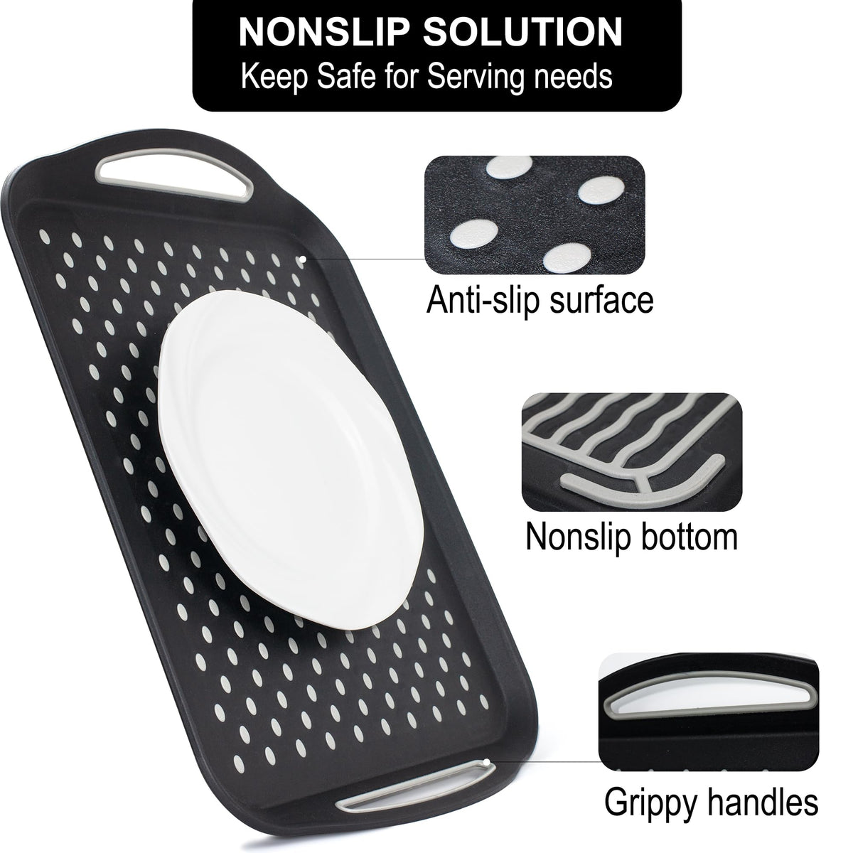 GAYIMEI grippy-dots surface closeup highlighting non-skid top for secure serving.