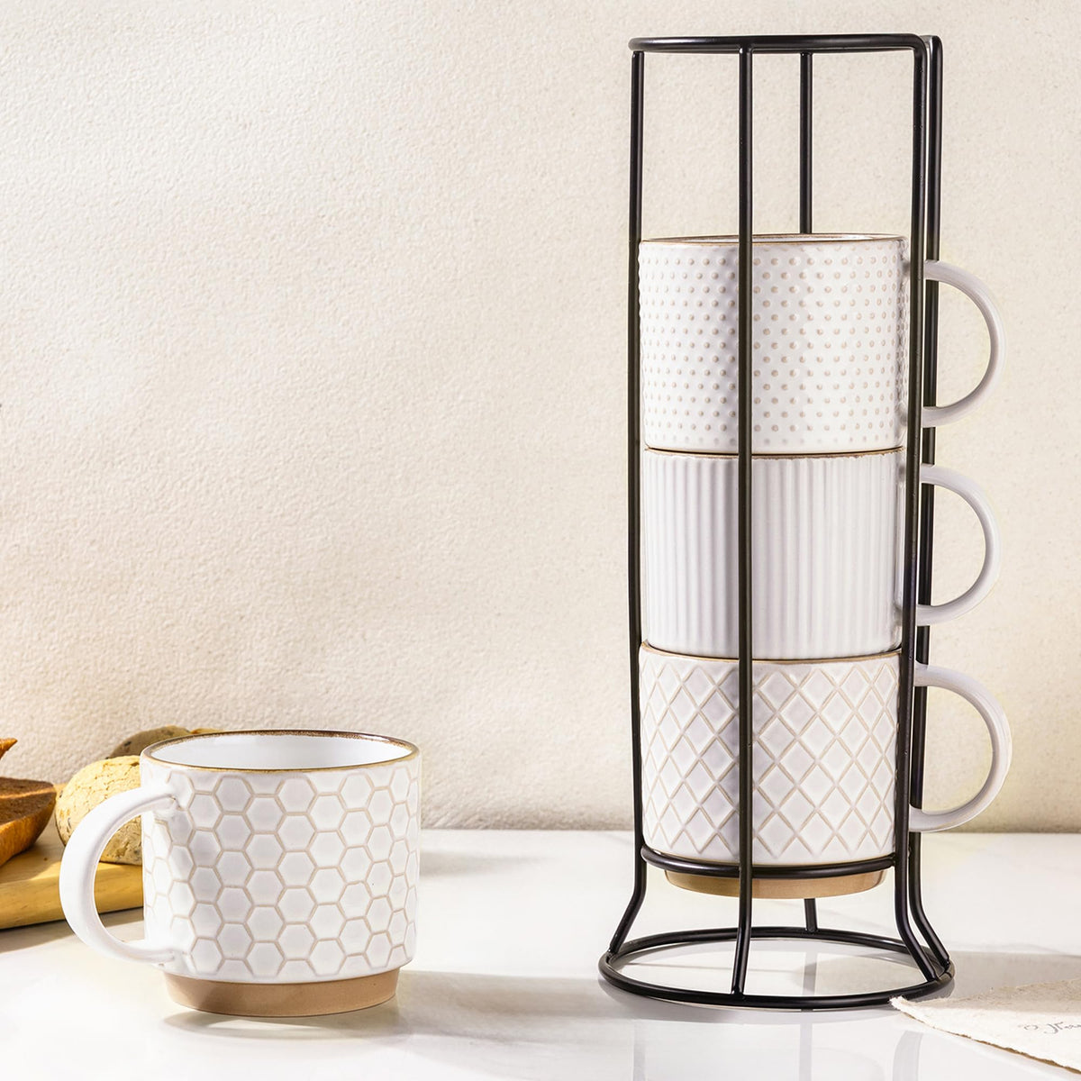 GBhome 12oz stackable mug on a stand for tidy kitchen spaces