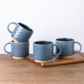 GBHOME 12oz stackable mug with textured pattern for stylish everyday coffee