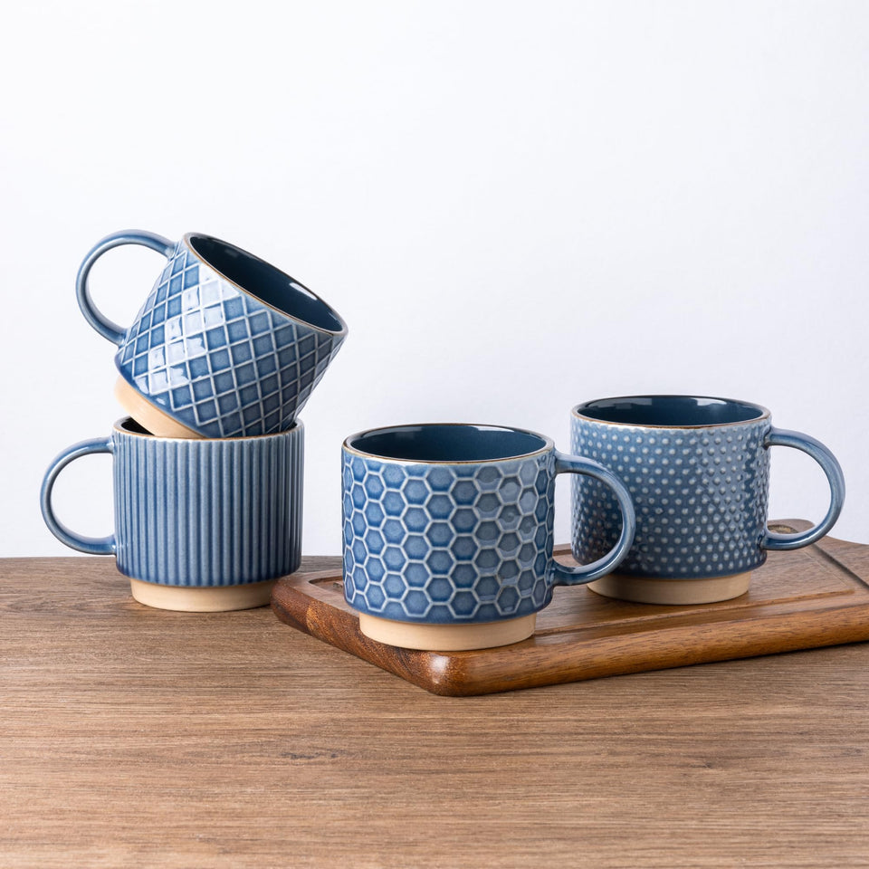 GBHOME 12oz stackable mug with textured pattern for stylish everyday coffee