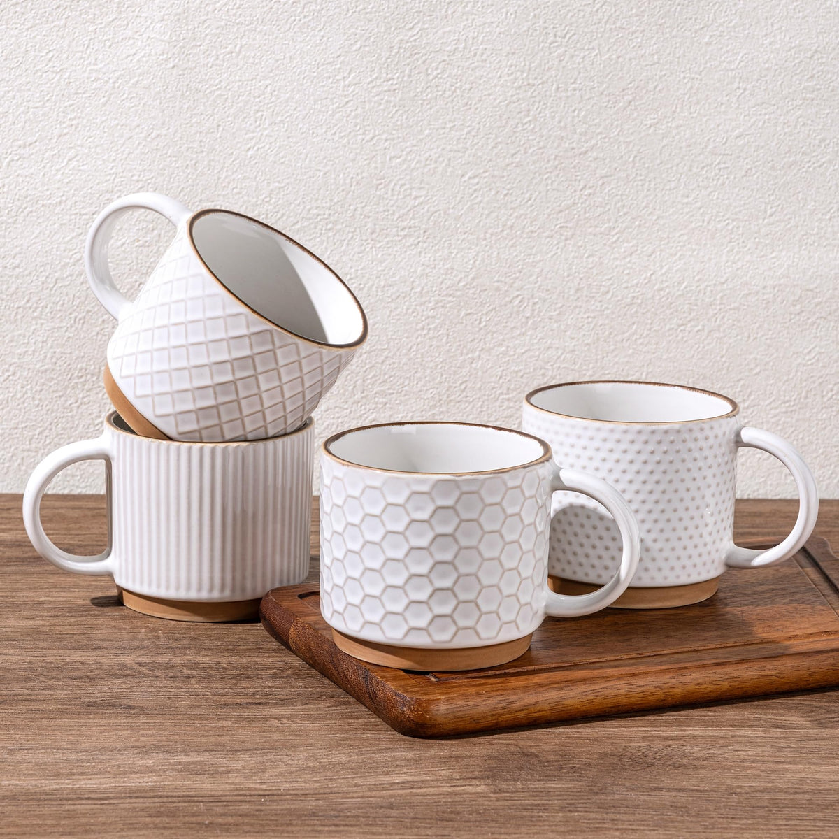 GBHome 15oz stackable mug with embossed texture for easy storage and stylish daily use.