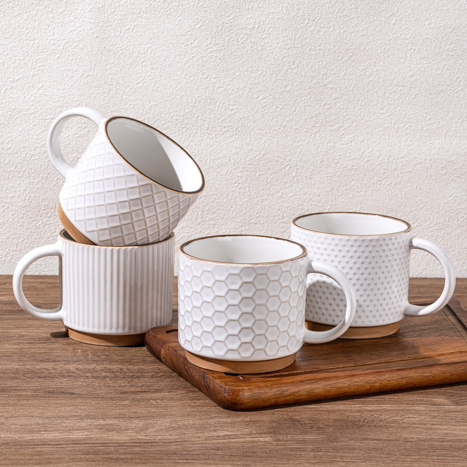 GBHome 15oz stackable mug with embossed texture for easy storage and stylish daily use.