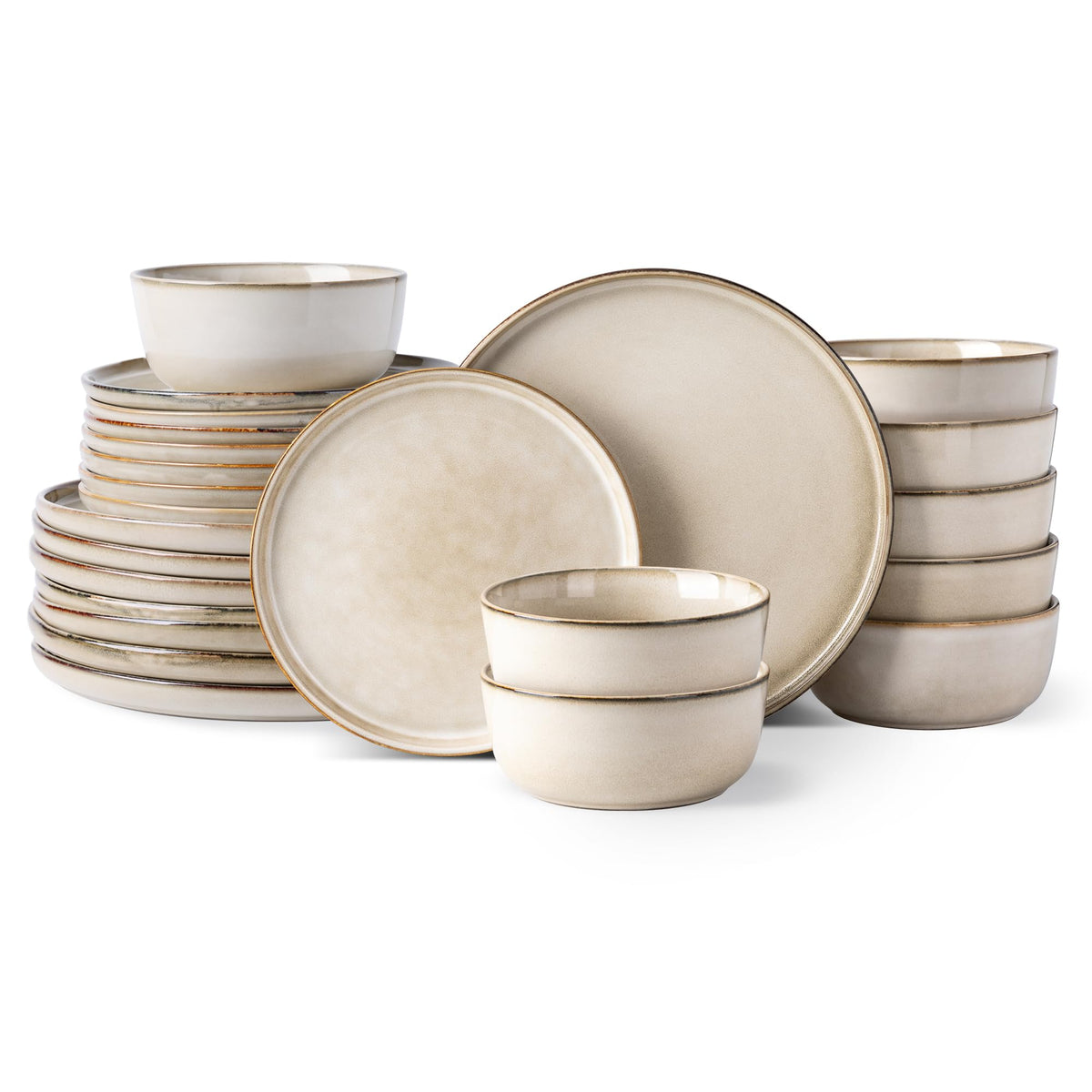 GBHOME cappuccino dinner plate top view, durable stoneware for everyday dining.