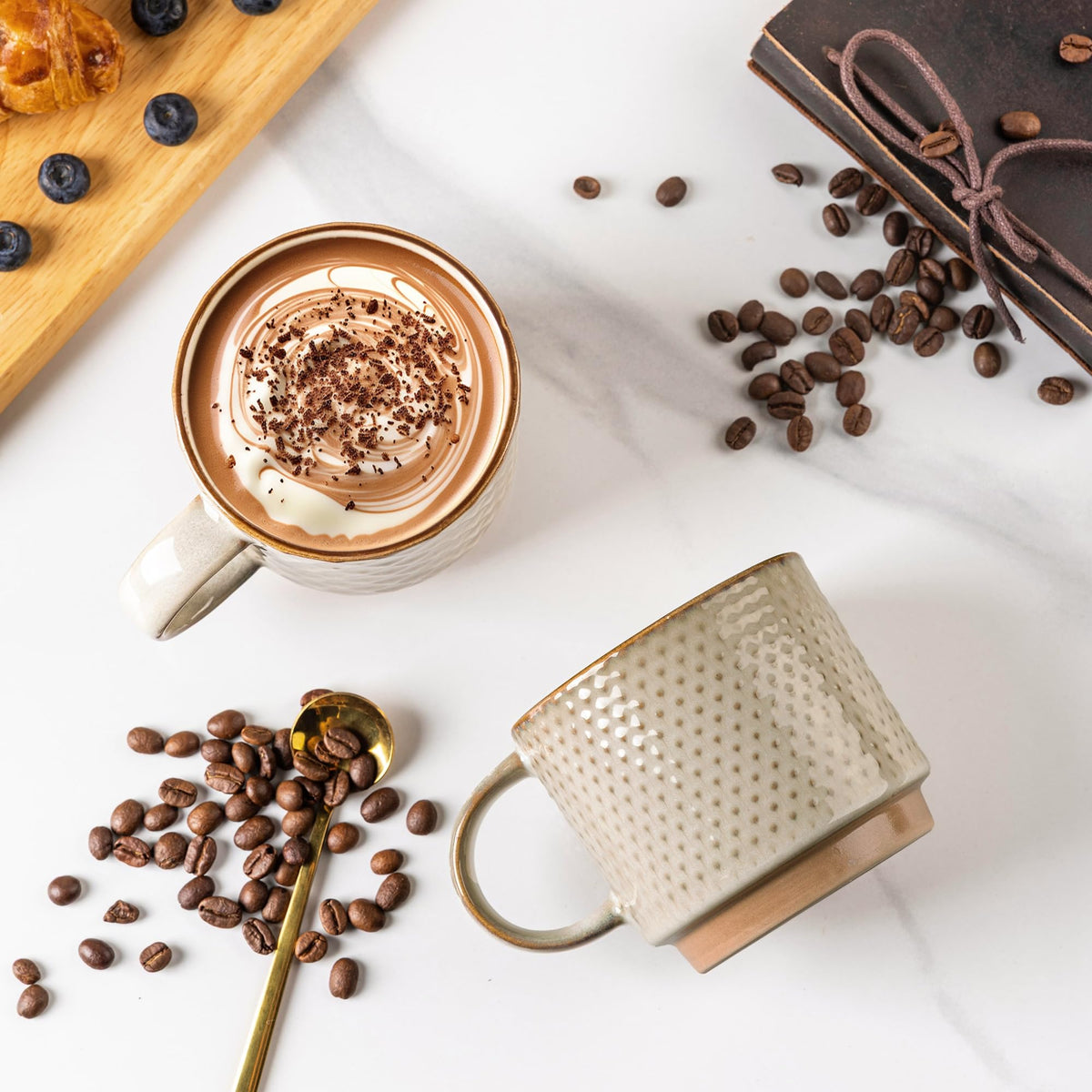 GBhome ceramic mug with ergonomic handle for hot drinks.