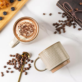 GBhome ceramic mug with ergonomic handle for hot drinks.