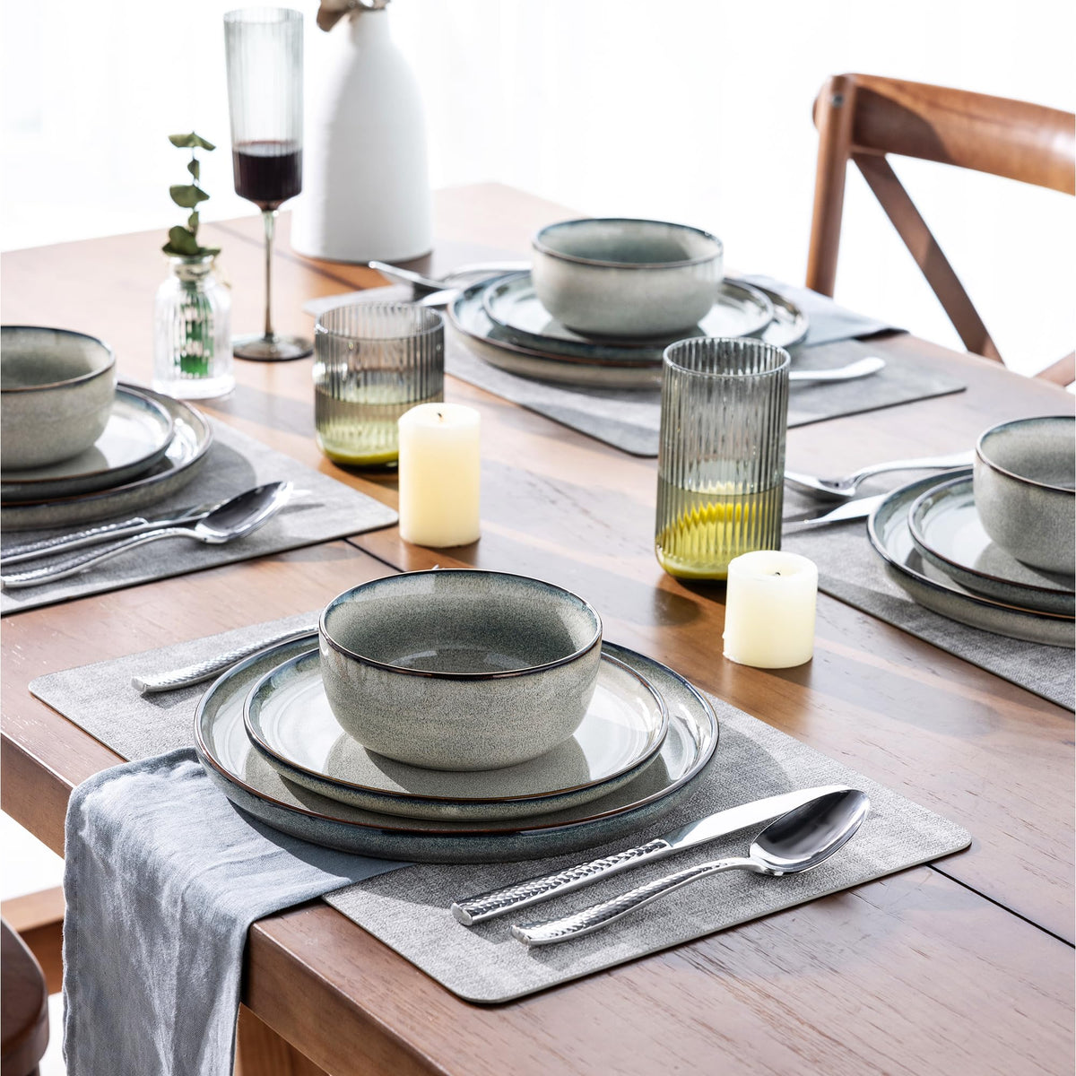 GBHOME Green Wheat table setting ready for family meals and entertaining