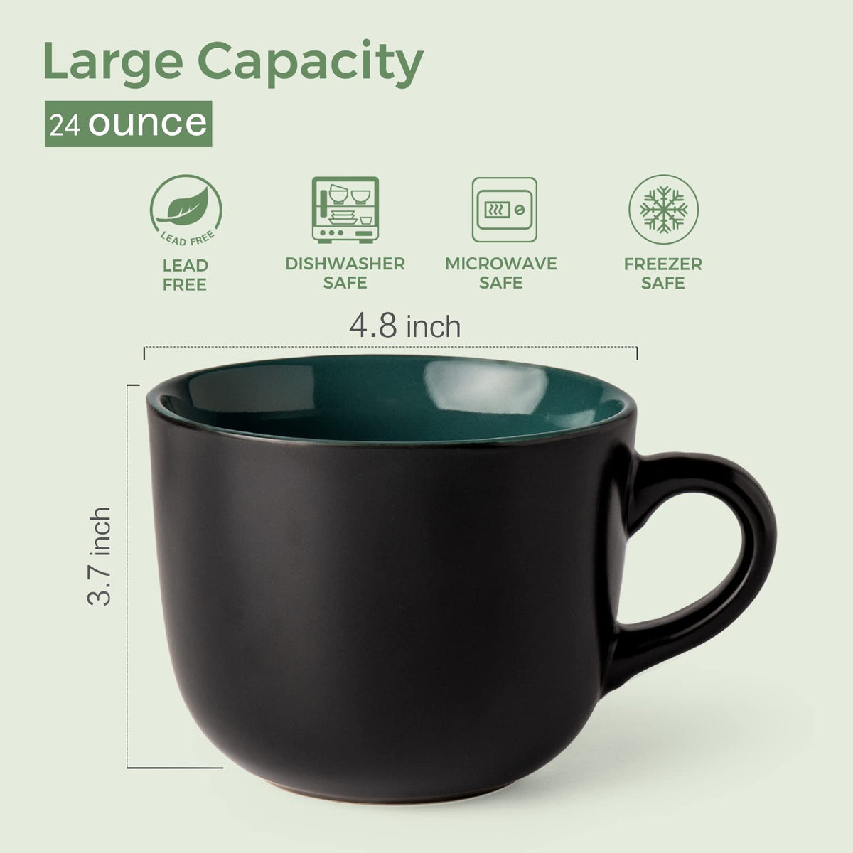 GBhome jumbo mug handle close-up shows comfortable grip and heat insulation.