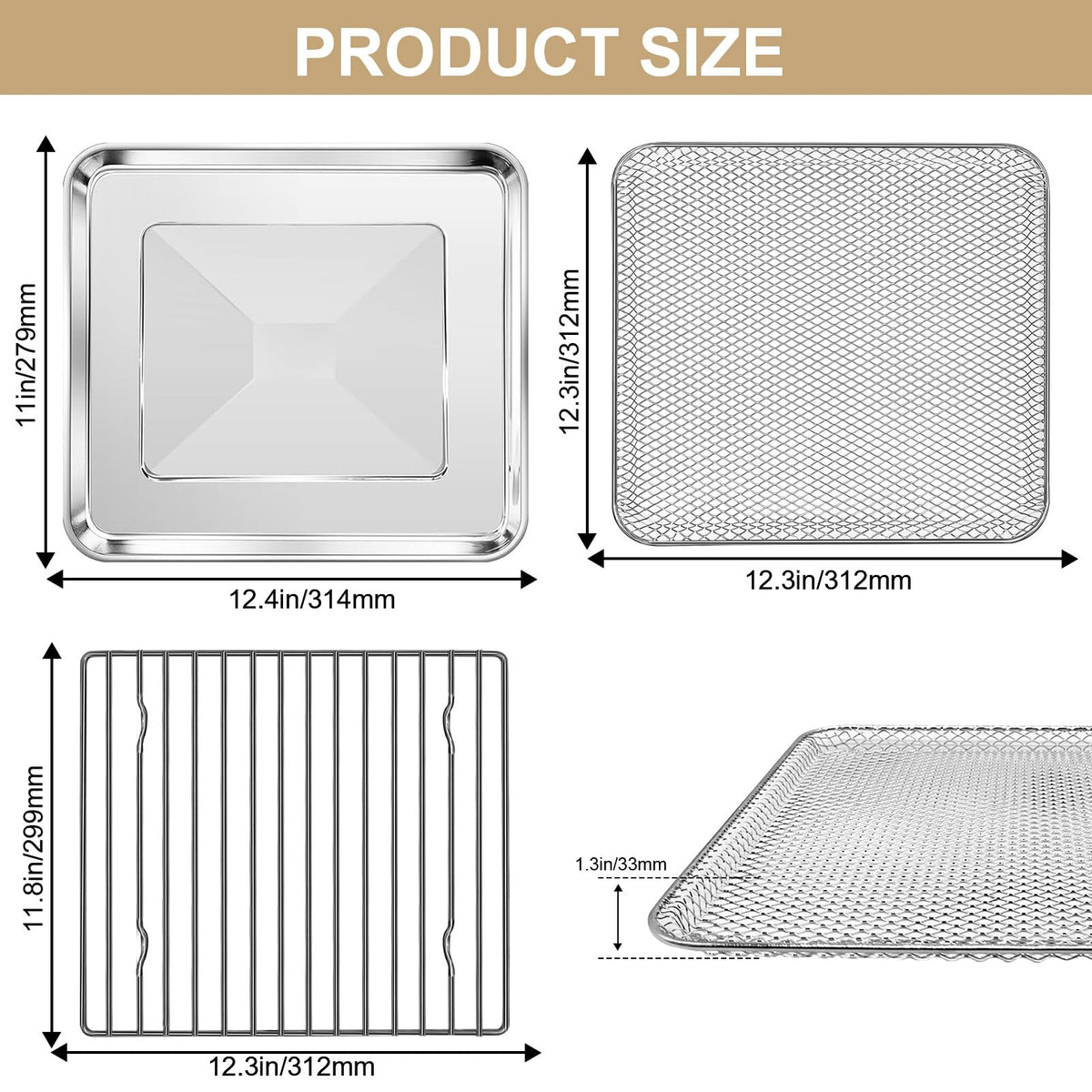 GCQFZ air fryer tray in stainless steel for even heat distribution