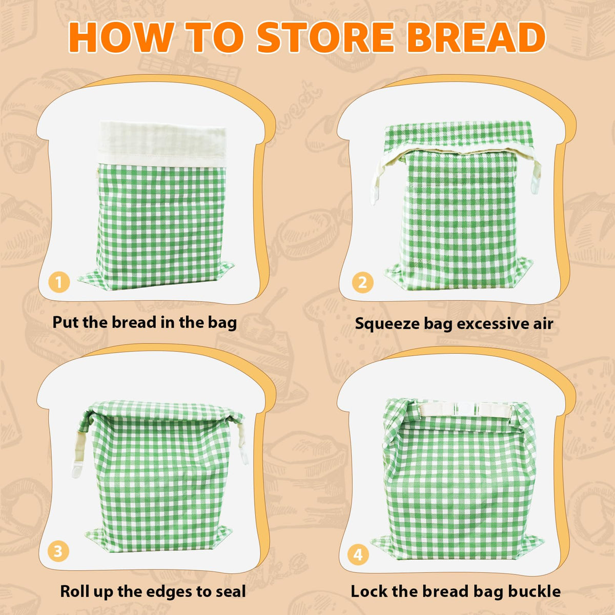 GCTGCT pattern design on bread bags adds stylish kitchen storage.