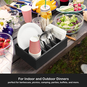 GCWSTJK party-friendly caddy keeps disposable ware ready for indoor or outdoor events.