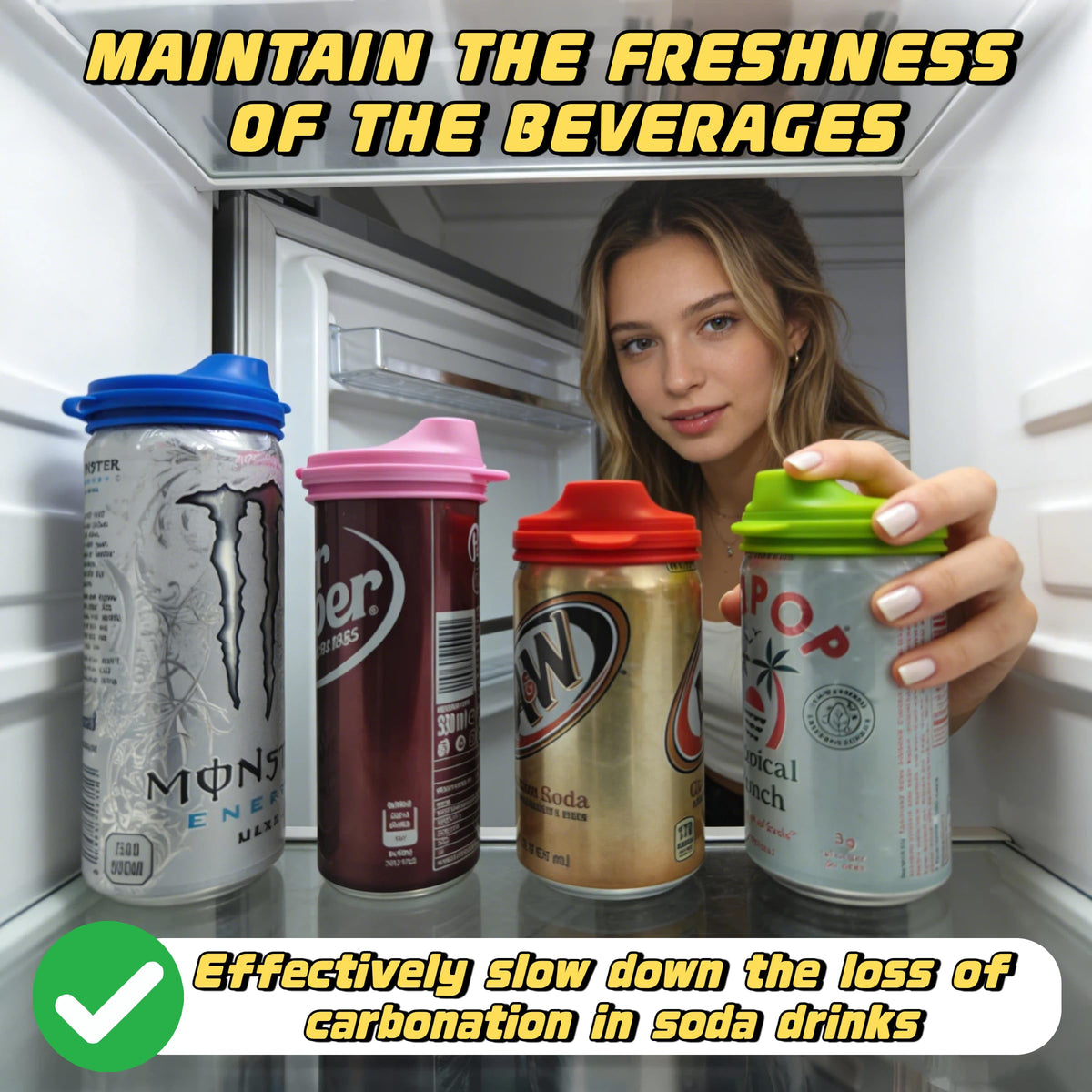 Gdabuzz soda can lid offers colorful choices to differentiate drinks at a glance.