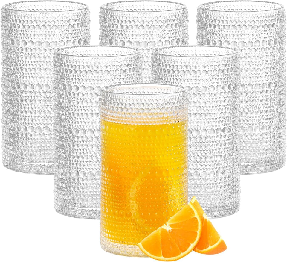 GDCCI 16oz hobnail glasses set of 6 for vintage cocktails and beverages