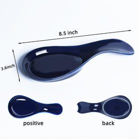 GDCZ navy spoon rest placed on a clean countertop beside utensils