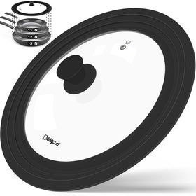 GDDGCUO universal pan lid fits 11-13 inch pots for versatile cooking.