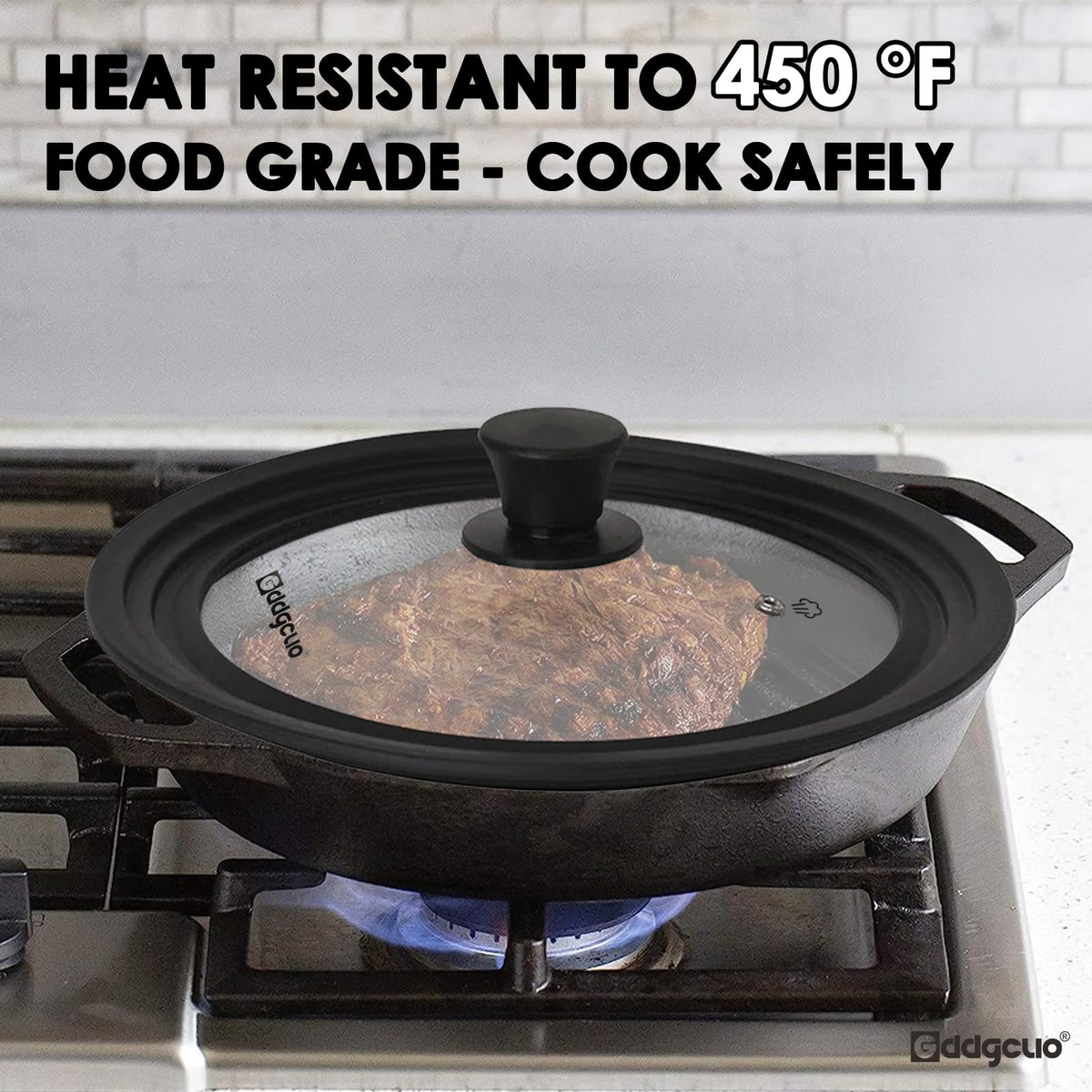 GDDGCUO universal pan lid dishwasher-safe for quick cleanup.