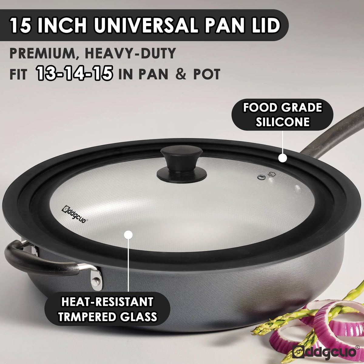 GDDGCUO universal pan lid steam vent releases moisture for better simmering.