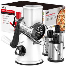GDL cheese grater rotary with three blades for fast shredding and easy meal prep