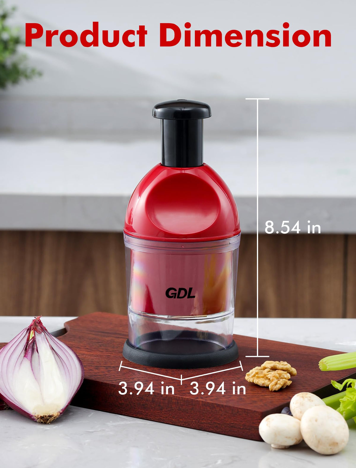 Compact design of the GDL Food Chopper for storage