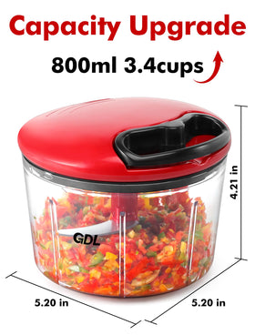 GDL Food Chopper in use demonstrates fast manual chopping.