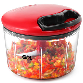 GDL Food Chopper pull-string assembly enables quick chopping.