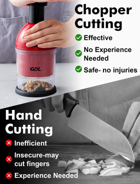 GDL Food Chopper W-design cutting area shown during chopping