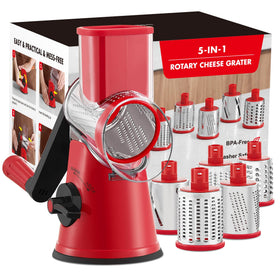 GDL rotary cheese grater front view with five blades for versatile shredding