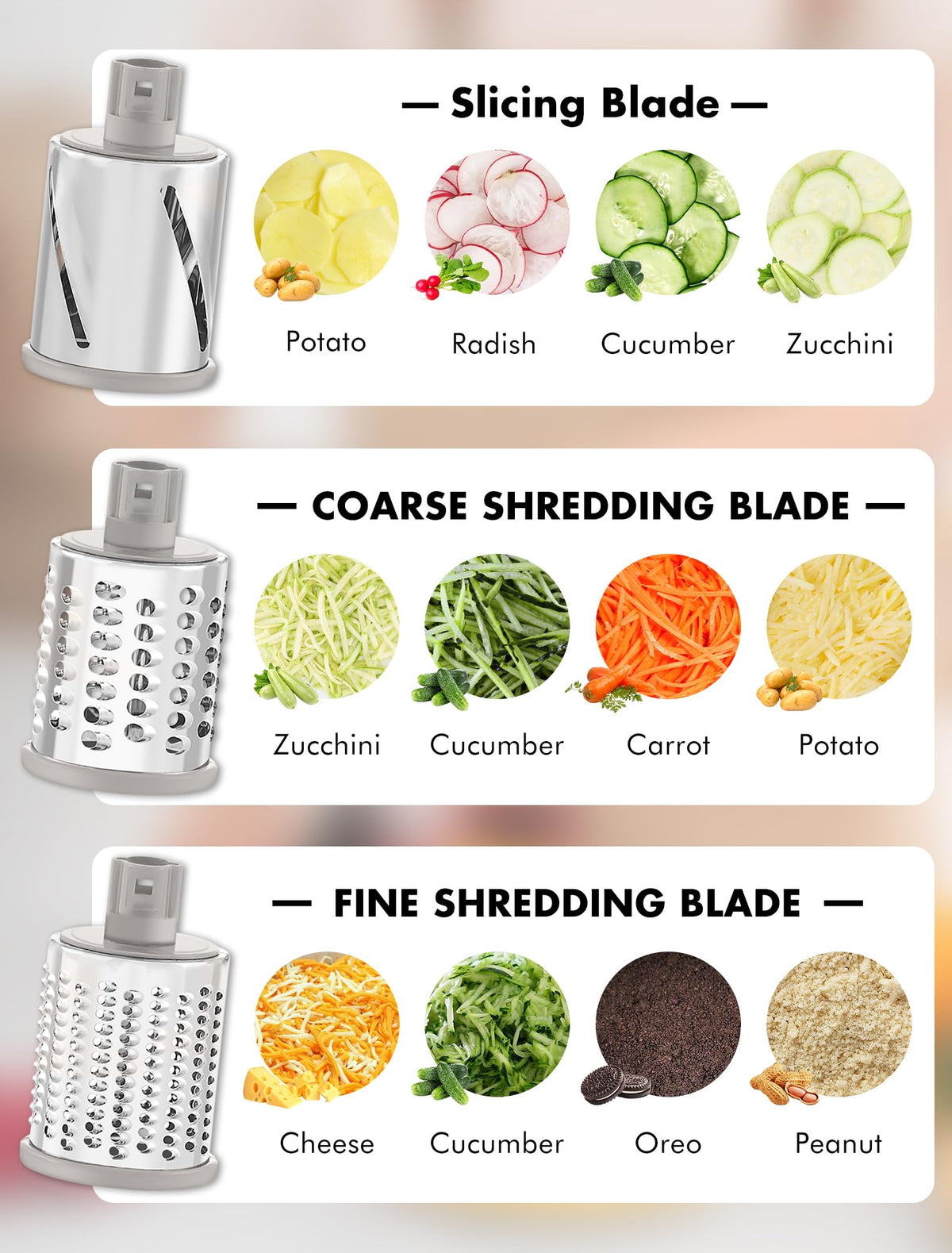 GDL Rotary Cheese Grater Z shape handle for smooth turning