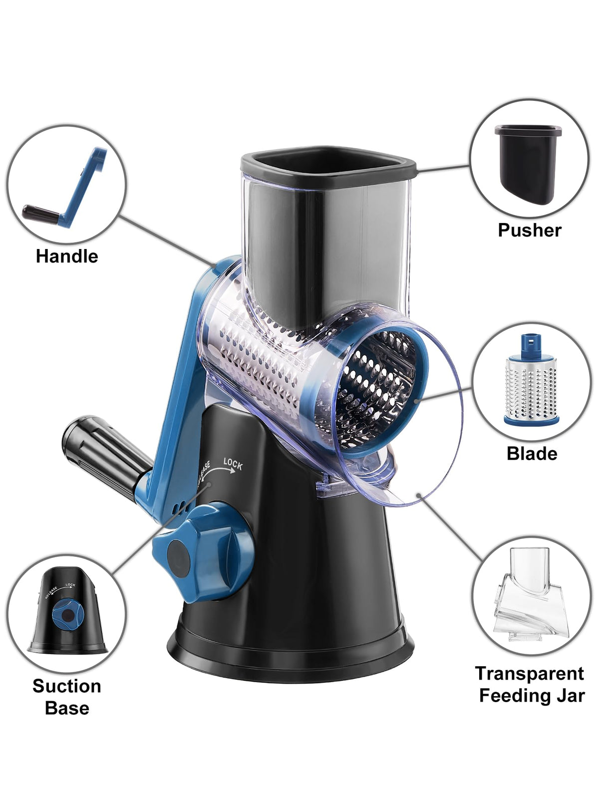 GDL cheese grater handles hard cheeses and vegetables with three blades.
