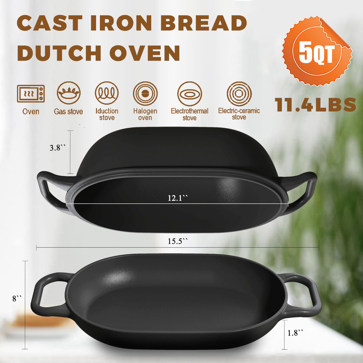 GdnWings Cast iron bread pan highlights deep-base design for even baking.
