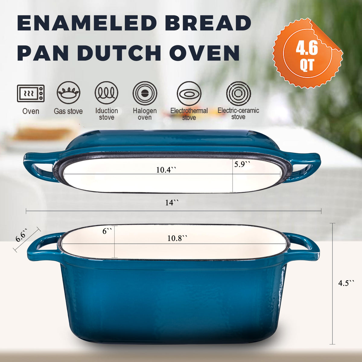 GdnWings teal dutch oven in oval shape for even browning.