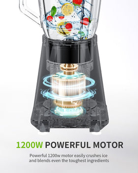 GDOR 1200W blender 52oz glass jar showing large capacity