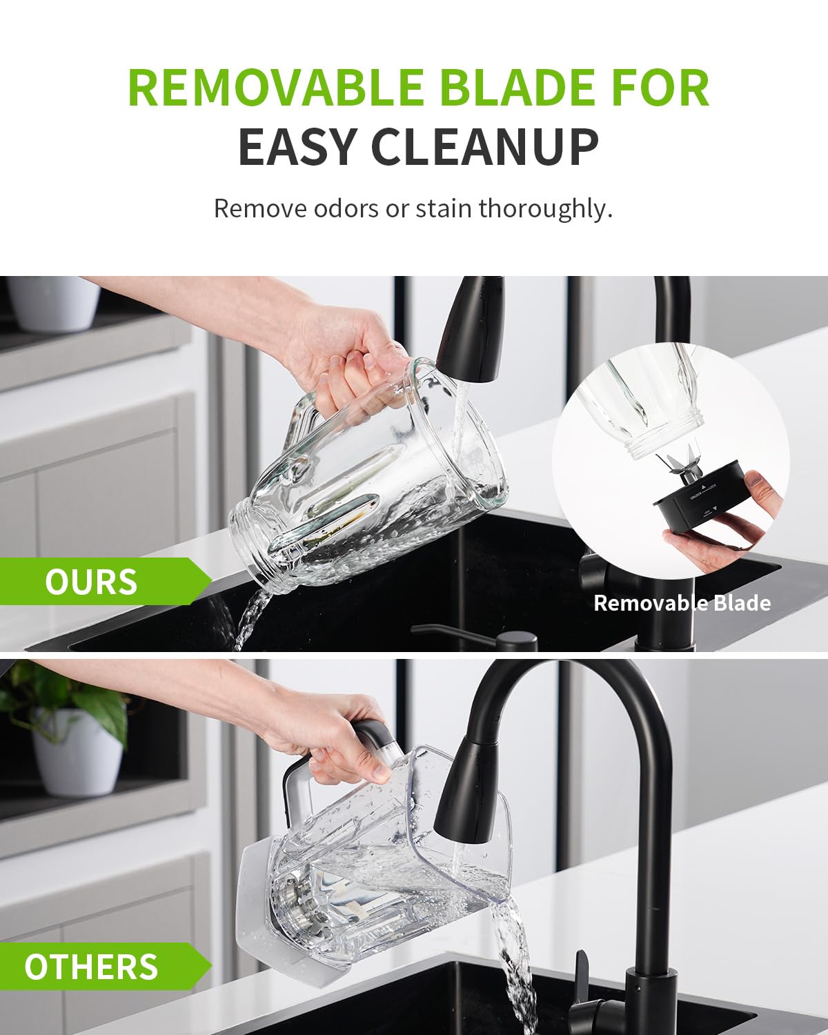 GDOR 1200W blender self-cleaning function in action