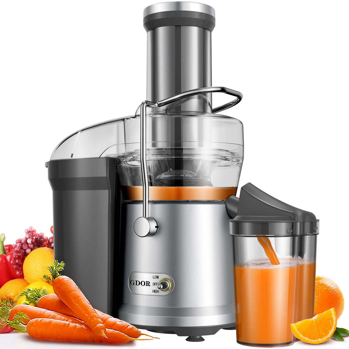GDOR 1200W juicer with wide 3.2-inch chute for fast prep
