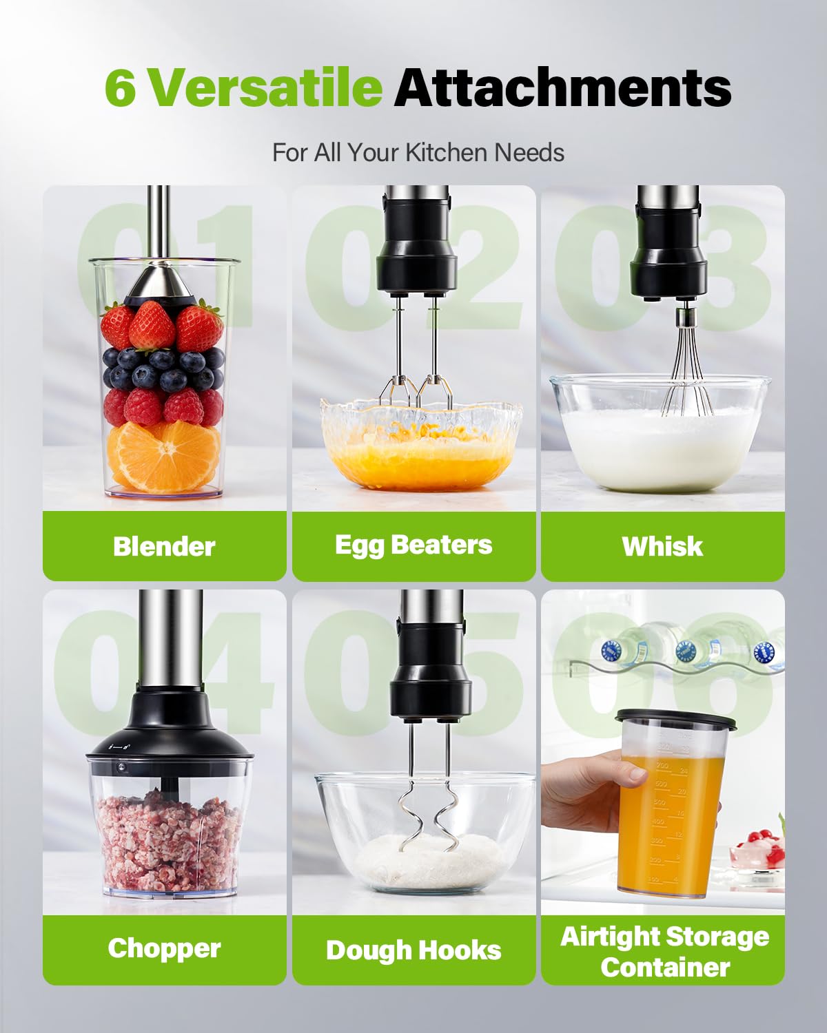GDOR dough hooks and beaters attached for baking preparations