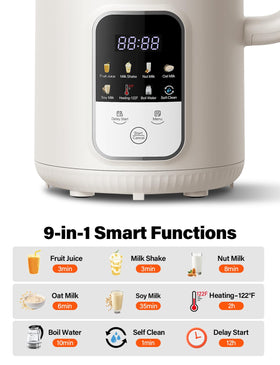 GDOR 9-in-1 panel shows versatile programs for plant milks and drinks.