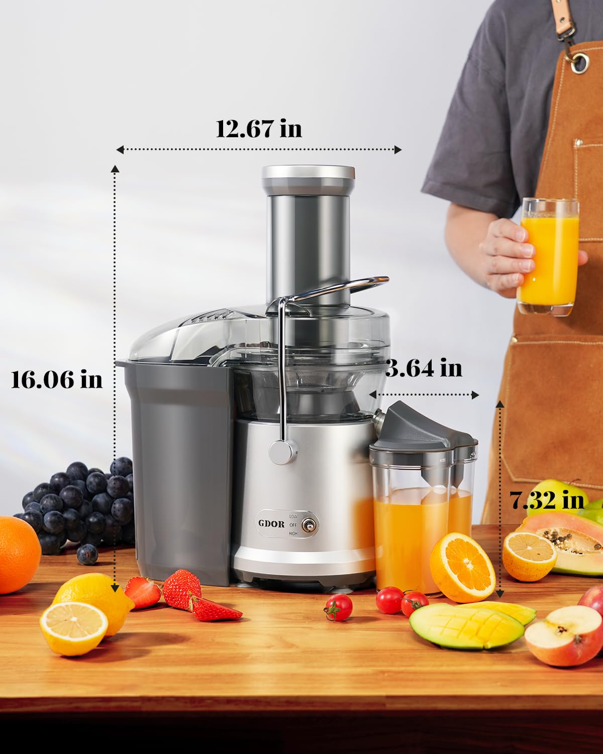 GDOR dishwasher-safe parts simplify cleanup after juicing sessions
