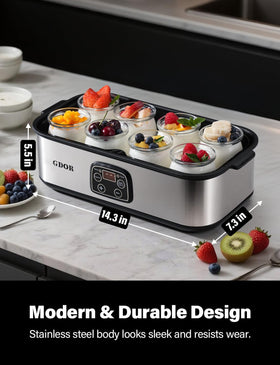 GDOR yogurt maker stainless-steel design for durable daily use.