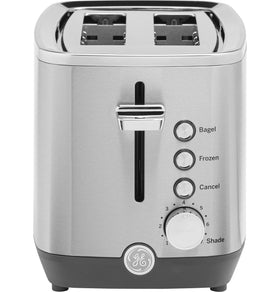GE 2 Slice Toaster with wide slots for bagels and thick bread.