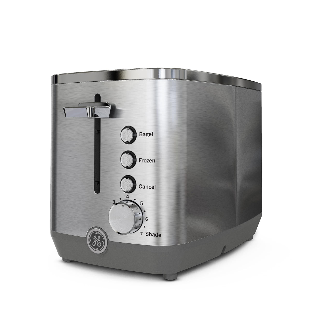 GE toaster handles bagels, breads, and waffles.