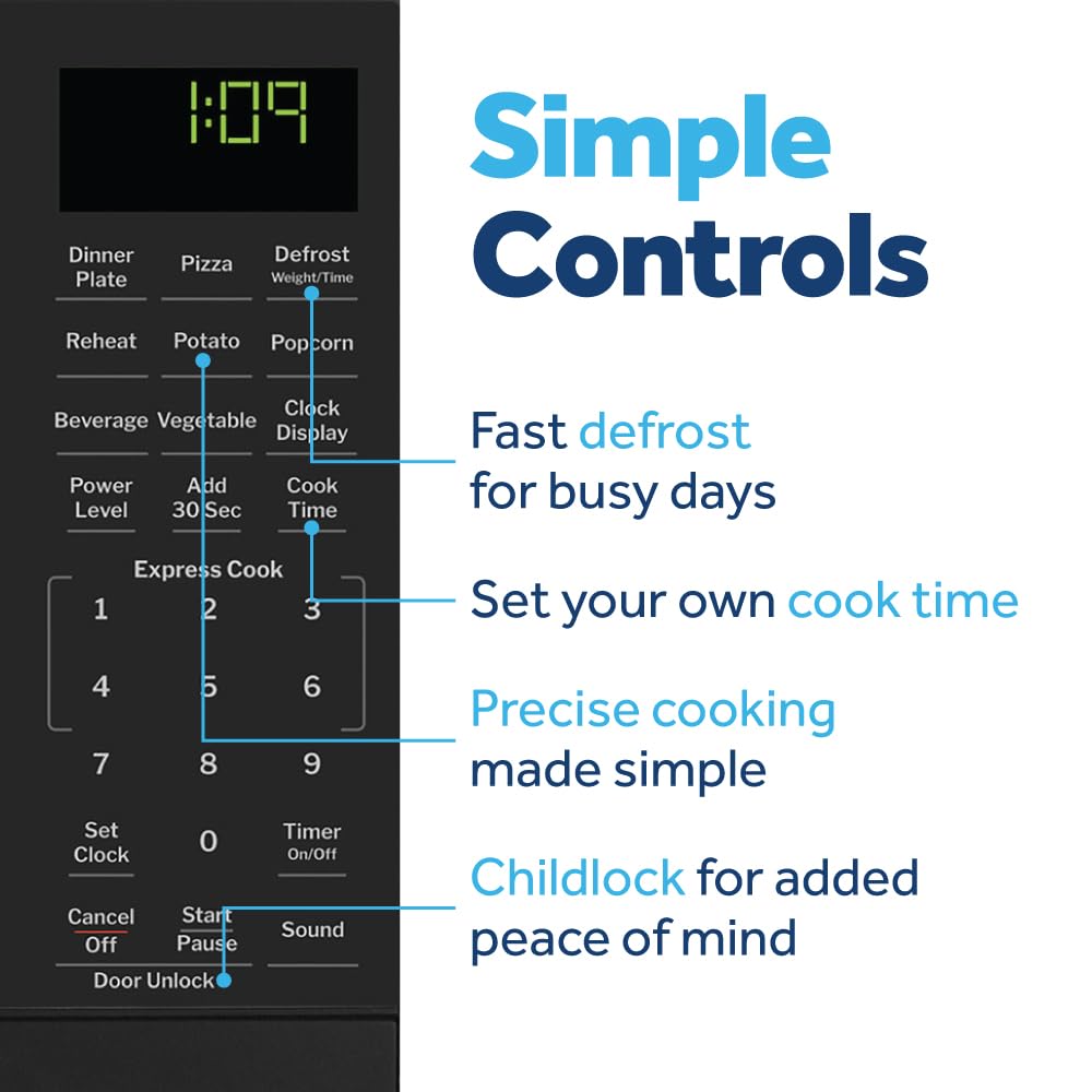 GE countertop microwave digital display simplifies operation and timing
