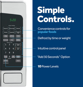 GE countertop microwave compact design fits on a counter without clutter.