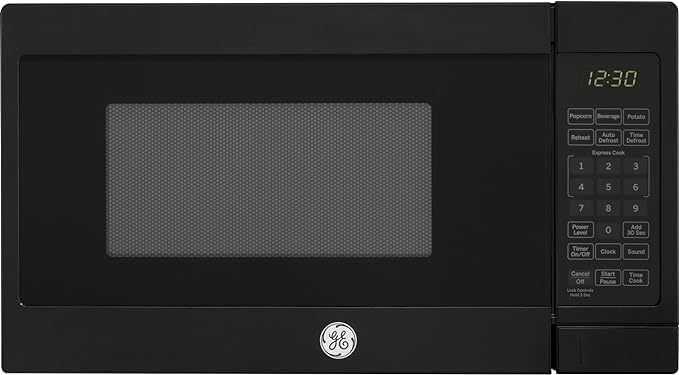 GE countertop microwave compact-front view showing space-saving design for small kitchens
