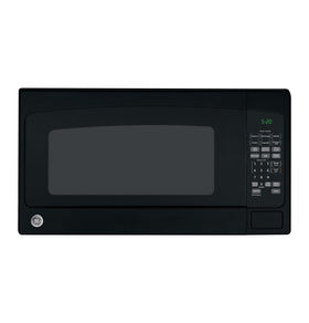 GE countertop microwave front view shows compact power for quick reheating in small spaces.