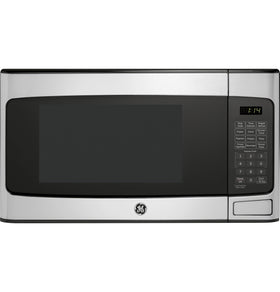 GE countertop microwave front view shows compact design for small kitchens.