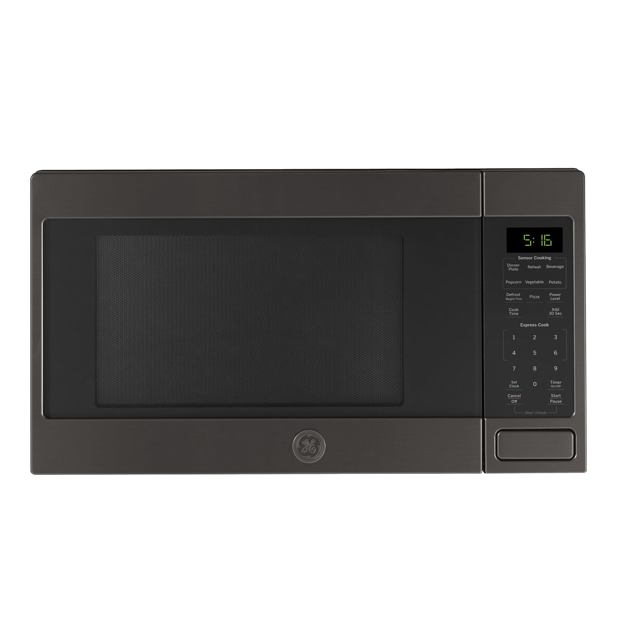 GE countertop microwave oven with 1150W power for fast reheating.