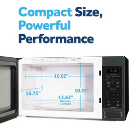 GE microwave with 8 auto cook settings for everyday presets.