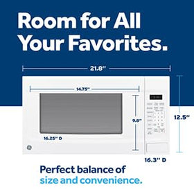 GE countertop microwave sensor cooking demonstrates automatic time and power adjustments