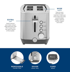 GE toaster demonstrates even toasting across slices.