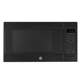 GE GCST16S1WBB microwave front view, space-saving countertop design