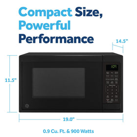 GE microwave interior turntable ensures even heating for snacks and leftovers